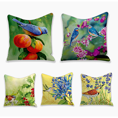 

Fruit Bird Double Side Cushion Cover 5PC Soft Decorative Square Throw Pillow Cover Cushion Case Pillowcase for Bedroom Livingroom Superior Quality Machine Washable Outdoor Cushion for Sofa Couch Bed Chair