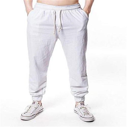 

Men's Casual Casual Daily Pants Pants Solid Color Full Length Khaki White Black Brown