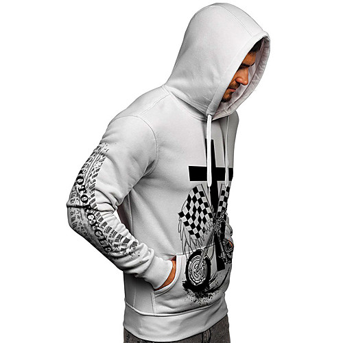 

Men's Unisex Hoodie Graphic Prints Motorcycle Print Daily Sports 3D Print 3D Print Casual Hoodies Sweatshirts White