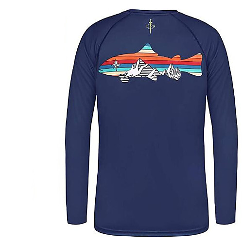 

CAWANFLY Men's Fishing Shirt Outdoor Long Sleeve UPF50 UV Protection Quick Dry Lightweight Breathable Top Autumn / Fall Spring Summer Athleisure Fishing Camping & Hiking Dark Blue / Micro-elastic