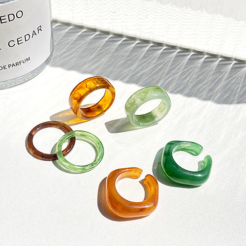 

Ring Retro Green Brown Resin Stylish Simple Vintage 3pcs One Size / Women's