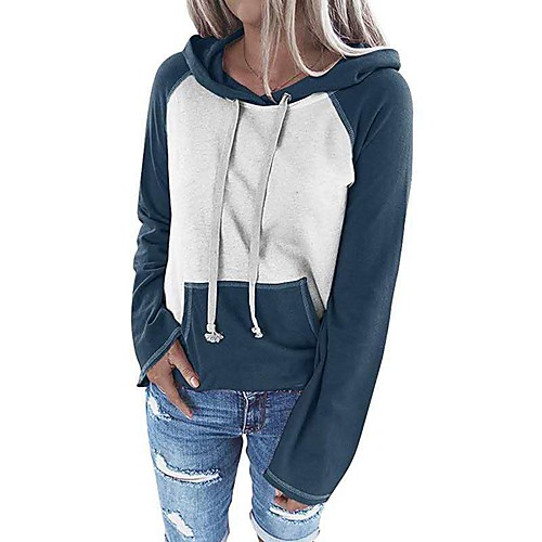 

Women's Hoodie Sweatshirt Color Block Casual Daily Sports Sportswear Streetwear Hoodies Sweatshirts Blue Yellow Army Green