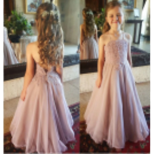 

A-Line Floor Length Flower Girl Dresses Party Chiffon Sleeveless Off Shoulder with Solid