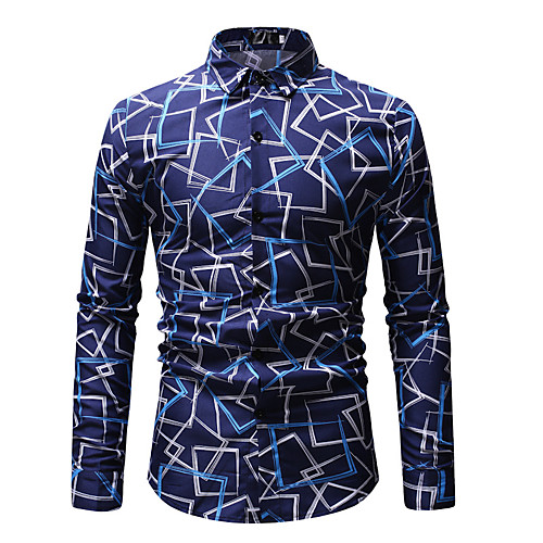 

Men's Shirt Other Prints Graphic Long Sleeve Casual Tops Casual Soft Breathable Blue Gold