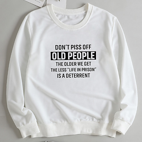 

Women's Pullover Sweatshirt Letter Print Casual Hot Stamping Casual Hoodies Sweatshirts Yellow Light Grey White