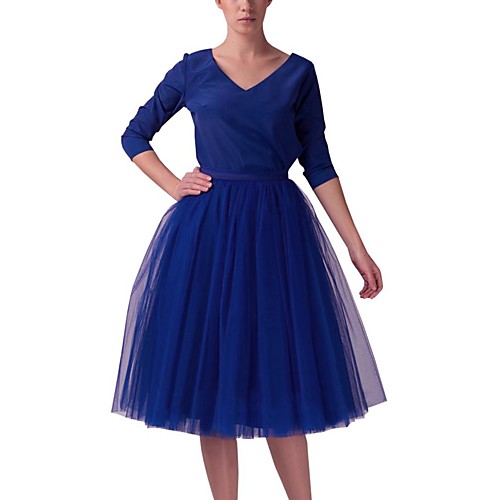 

Women's Stage Performance Active Capris Skirts Solid Colored Layered Tulle Purple Wine Royal Blue
