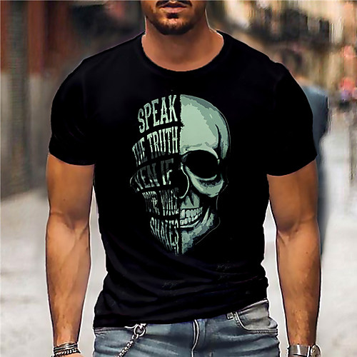 

Men's Unisex Tee T shirt Shirt 3D Print Graphic Prints Skull Print Short Sleeve Daily Tops Casual Designer Big and Tall Black