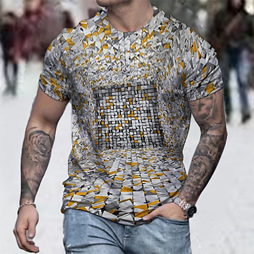 

Men's Tee T shirt Shirt 3D Print Graphic Geometric Plus Size Short Sleeve Casual Tops Basic Designer Big and Tall A B C
