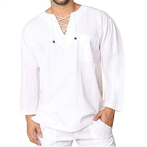 

Men's Shirt Solid Color Long Sleeve Casual Tops Casual Army Green Gray White