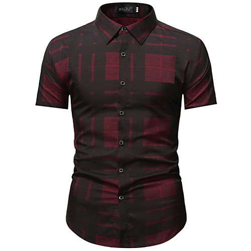

Men's Shirt Striped Short Sleeve Casual Tops Casual Wine