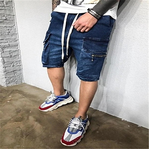 

Men's Casual Casual Daily Shorts Pants Solid Color Knee Length Blue Black