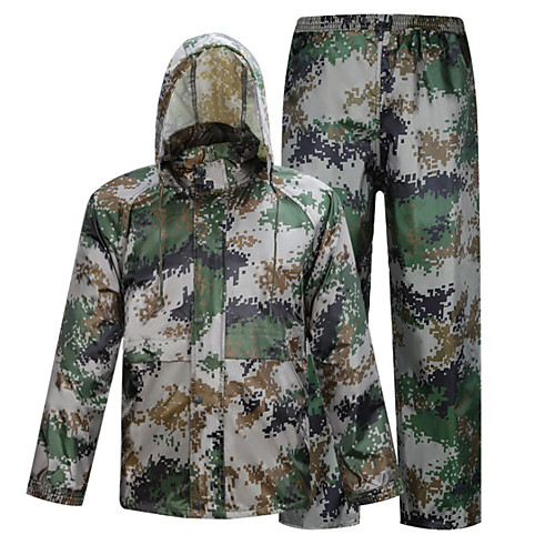

Men's Rain Suit Rain Jacket Pants Hoodie Jacket Outdoor Reflective Waterproof Windproof Breathable Stain Resistant Clothing Suit Fishing Camping & Hiking Work Camouflage