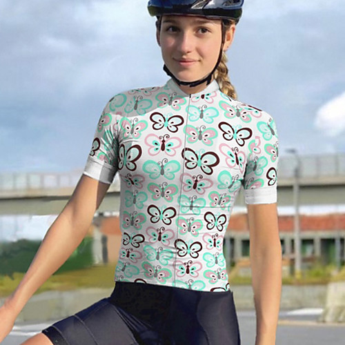 

21Grams Women's Short Sleeve Cycling Jersey Summer Spandex Polyester White Butterfly Bike Jersey Top Mountain Bike MTB Road Bike Cycling Quick Dry Moisture Wicking Breathable Sports Clothing Apparel