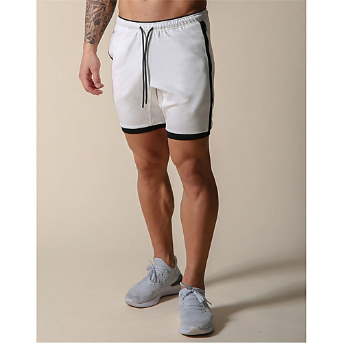 

Men's Athleisure Sports Outdoor Sports Cotton Slim Casual Sports Sweatpants Shorts Pants Solid Color Short Print Grey Khaki White Black / Summer / Drawstring / Elasticity
