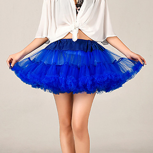 

Women's Wedding Performance Basic Short Skirts Solid Colored Layered Tulle Blue