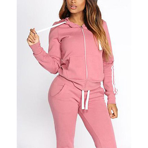 

Women's Loungewear Loungewear Airport Sets Lace up Zipper Pocket Solid Color Cotton Blend Polyester Casual Casual / Sporty Hoodie Pant Hoodie Street Daily Wear Long Sleeve Zipper Without Lining