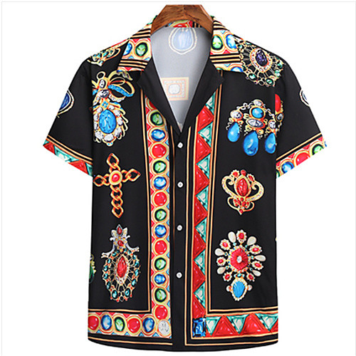 

Men's Shirt Graphic Short Sleeve Daily Tops Casual Black