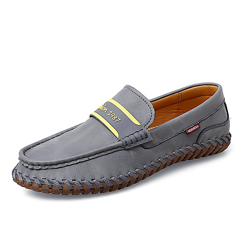 

Men's Loafers & Slip-Ons Crochet Leather Shoes Comfort Loafers Business Casual Classic Daily Outdoor Nappa Leather Cowhide Handmade Non-slipping Shock Absorbing Blue Gray Khaki Fall Winter