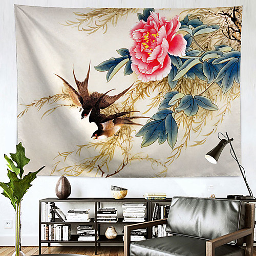 

Chinese Ink Painting Style Wall Tapestry Art Decor Blanket Curtain Hanging Home Bedroom Living Room Decoration Polyester