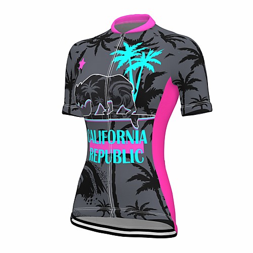 

21Grams Women's Short Sleeve Cycling Jersey Summer Spandex Dark Gray Floral Botanical Animal Bike Top Mountain Bike MTB Road Bike Cycling Quick Dry Moisture Wicking Sports Clothing Apparel / Stretchy