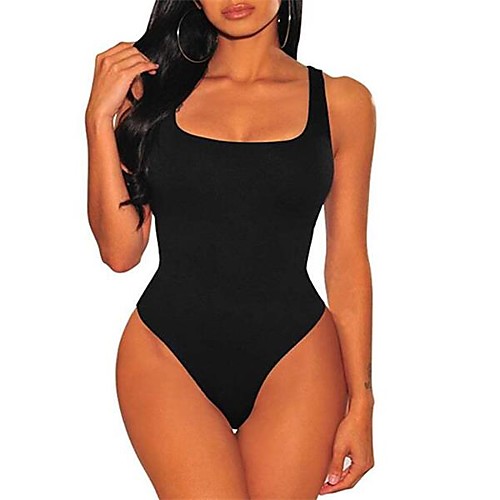 

Women's Plus Size Bodysuit Plain Square Neck Sexy Tops Blue Purple Khaki