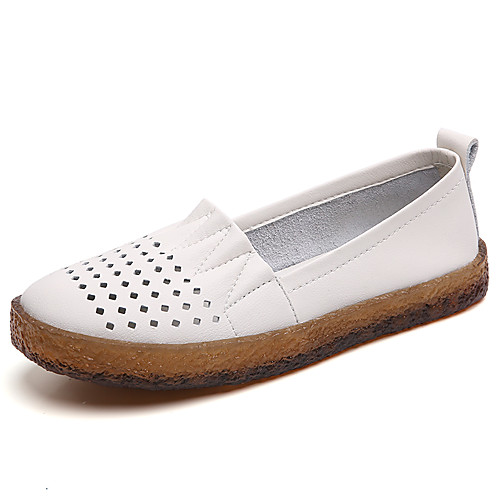 

Women's Loafers & Slip-Ons Flat Heel Round Toe Booties Ankle Boots Daily Work Leather Solid Colored White Black Beige