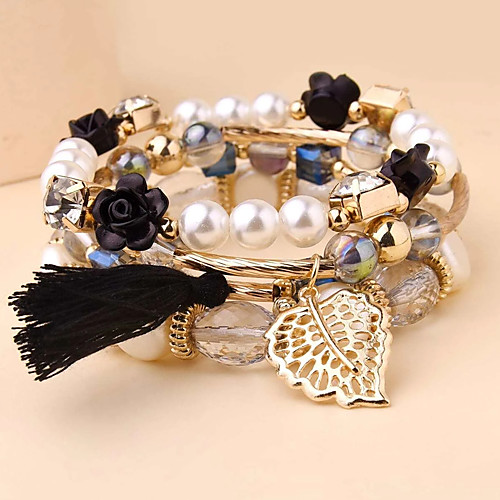 

Women's Bead Bracelet Tassel Fringe Tree of Life Artistic Ethnic Vintage Trendy Pink Pearl Bracelet Jewelry Gold For Party Evening Formal Prom Date Festival