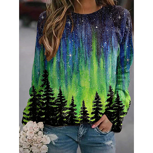 

Women's Sweatshirt Pullover Galaxy 3D Graphic Prints 3D Print Daily Sports 3D Print Active Streetwear Hoodies Sweatshirts Green Red