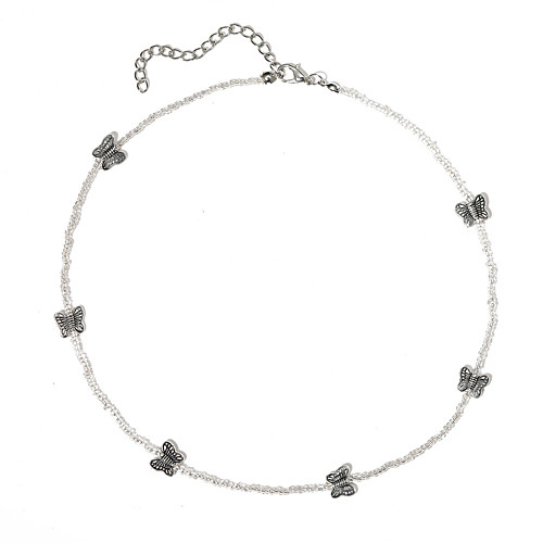 

Butterfly Necklace Beaded Necklace Handmade Butterfly Ethnic Fashion Holiday European Imitation Pearl Alloy Silver 40-50 cm Necklace Jewelry 1pc For Party Evening Street Birthday Party Beach Festival