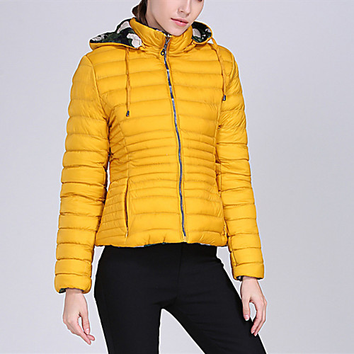 

Women's Coat Causal Fall Winter Regular Coat Regular Fit Casual Jacket Solid Color Zipper Yellow