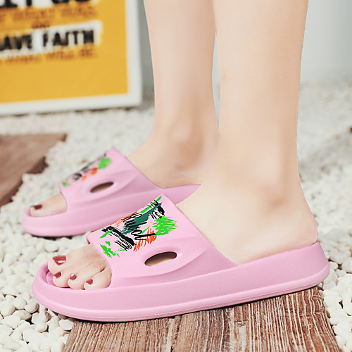 

Women's Slippers & Flip-Flops Flat Heel Open Toe Daily Home EVA(ethylene-vinyl acetate copolymer) Solid Colored Yellow Blue Pink