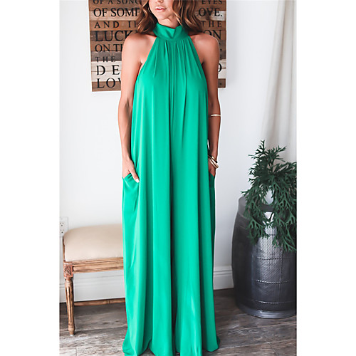 

Women's Ordinary Casual Street Daily Wear High Waist Green Black Jumpsuit Solid Colored