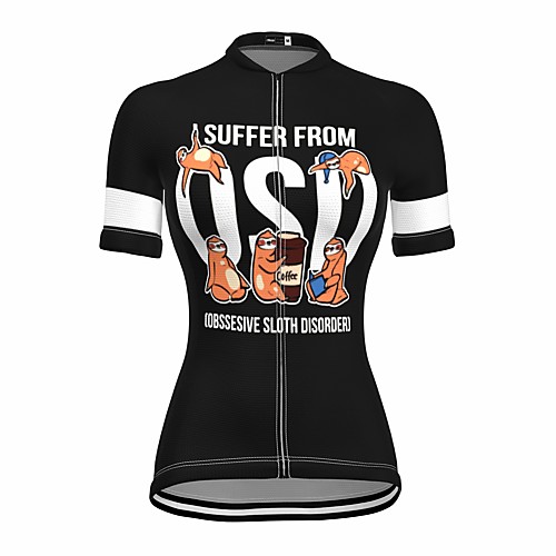 

21Grams Women's Short Sleeve Cycling Jersey Summer Spandex Black Sloth Animal Bike Top Mountain Bike MTB Road Bike Cycling Quick Dry Moisture Wicking Sports Clothing Apparel / Stretchy / Athleisure
