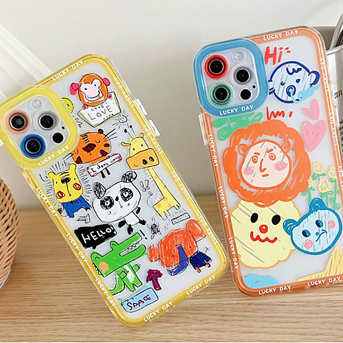 

Phone Case For Apple Back Cover iPhone 12 Pro Max 11 SE 2020 X XR XS Max 8 7 Shockproof Dustproof Cartoon Geometric Pattern TPU