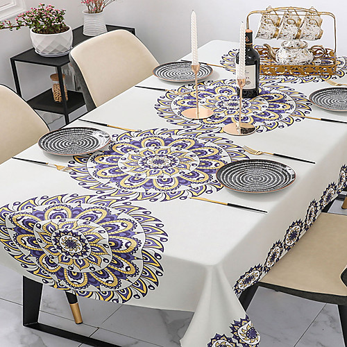 

Dust-Proof Table Cloth Sunflower Linens European Style Printing Table Cover Milk White Classical Baroque Table Decorations for Holidays Kitchen Dining Buffet Parties