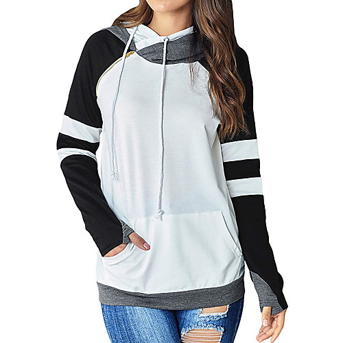 

Women's Hoodie Pullover Color Block Patchwork Front Pocket Daily Going out Hot Stamping Casual Streetwear Hoodies Sweatshirts Fuchsia Gray Green