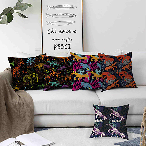

Dinosaur Double Side Cushion Cover 5PC Soft Decorative Square Throw Pillow Cover Cushion Case Pillowcase for Bedroom Livingroom Superior Quality Machine Washable Outdoor Cushion for Sofa Couch Bed Chair Animal Theme