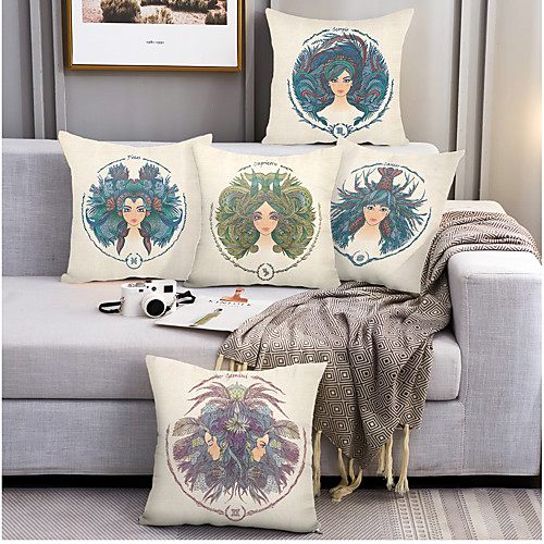 

Astrology Double Side Cushion Cover 5PC Soft Decorative Square Throw Pillow Cover Cushion Case Pillowcase for Bedroom Livingroom Superior Quality Machine Washable Outdoor Cushion for Sofa Couch Bed Chair