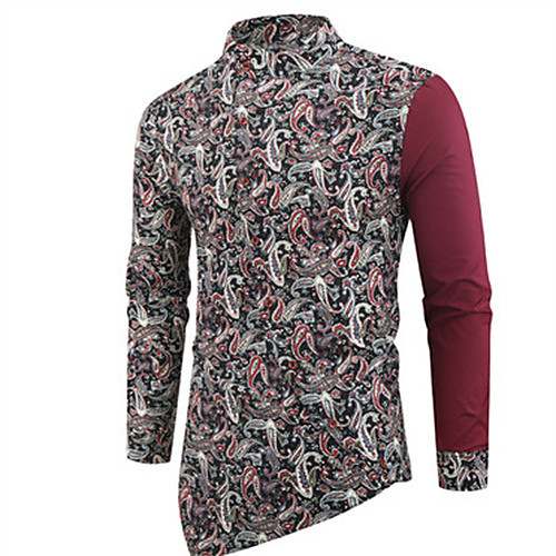 

Men's Shirt Graphic Long Sleeve Daily Tops Casual Black Red