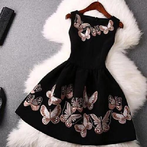 

Women's A Line Dress Short Mini Dress Black Sleeveless Butterfly Butterly Style Spring Summer Round Neck Casual 2021 S M L XL XXL XXXL 4XL 5XL