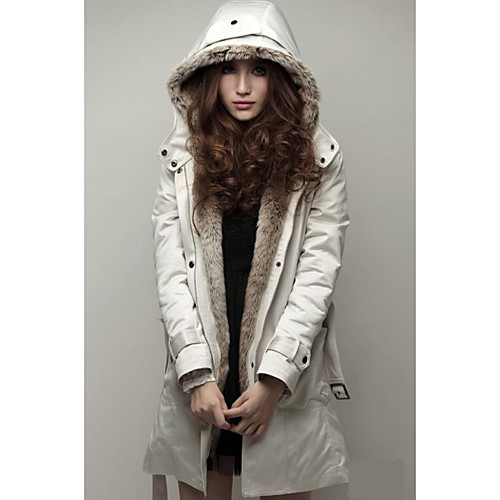 

Women's Down WorkWear Fall Winter Long Coat Elegant & Luxurious Jacket Long Sleeve Solid Color Pocket ArmyGreen White / Removable Lining / Lined / Slim