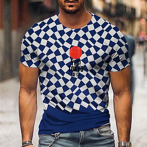 

Men's Unisex Tee T shirt Shirt 3D Print Graphic Prints Olympics Print Short Sleeve Daily Tops Casual Designer Big and Tall Blue