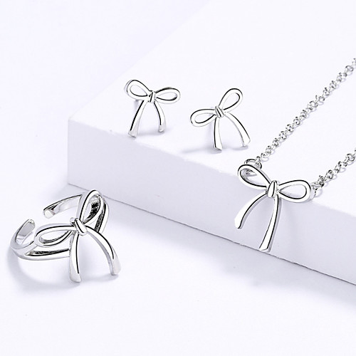 

Women's Jewelry Set Classic Bowknot Simple Elegant Fashion Korean Sweet Earrings Jewelry Silver For Street Gift Prom Festival 1 set