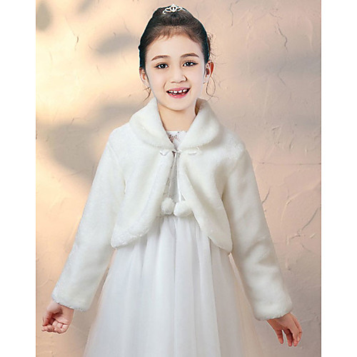 

Sleeveless Elegant Faux Fur Wedding Party Kids' Wraps With Solid