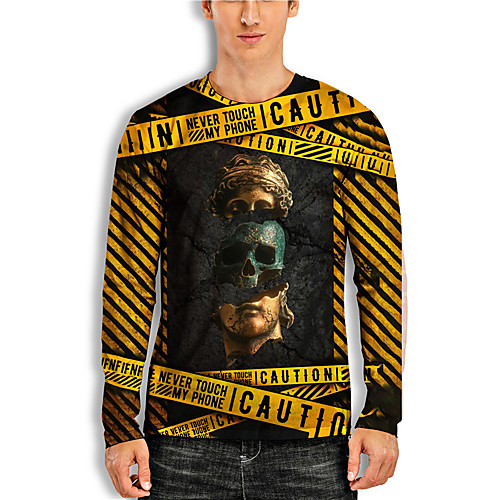 

Men's Unisex Tee T shirt Shirt 3D Print Graphic Prints Statue Print Long Sleeve Daily Tops Casual Designer Big and Tall Yellow
