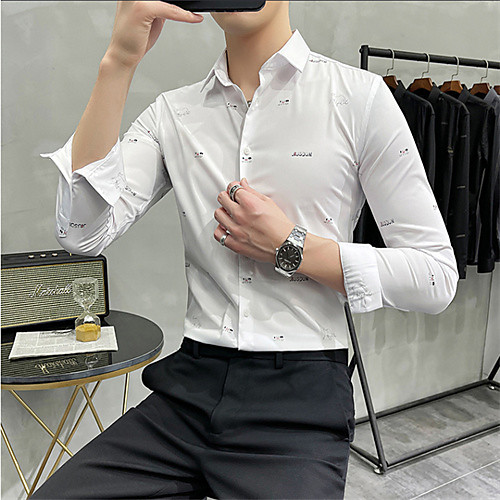 

Men's Shirt Solid Colored Long Sleeve Daily Tops Casual White Black