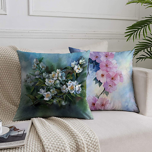 

Oil Painting Style Double Side Cushion Cover 2PC Soft Decorative Square Throw Pillow Cover Cushion Case Pillowcase for Bedroom Livingroom Superior Quality Machine Washable Outdoor Cushion for Sofa Couch Bed Chair Flower Portrait