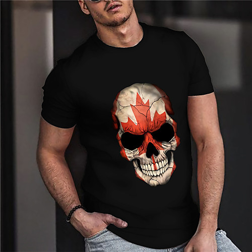 

Men's Unisex Tee T shirt Shirt Hot Stamping Graphic Prints Skull Print Short Sleeve Casual Tops Cotton Basic Designer Big and Tall Black