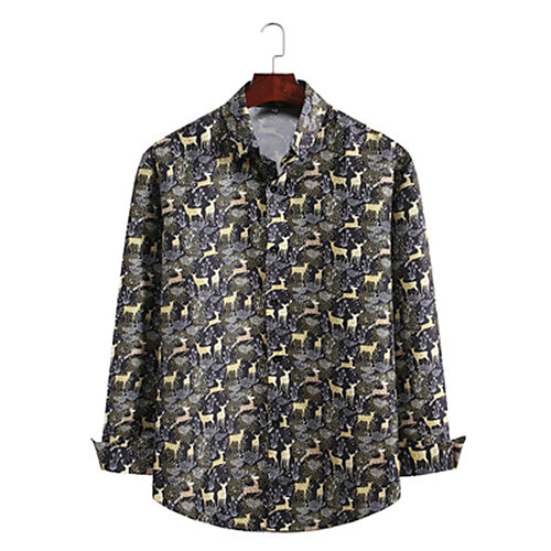 

Men's T shirt Animal Short Sleeve Daily Tops Casual Black / Long Sleeve