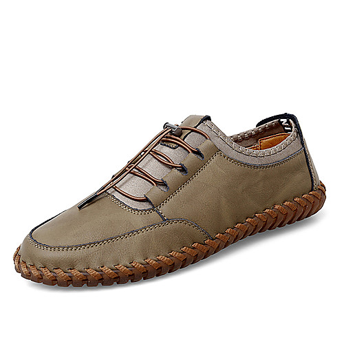 

Men's Sneakers Crochet Leather Shoes Business Casual Vintage Daily Outdoor Nappa Leather Cowhide Handmade Non-slipping Shock Absorbing Blue Gray Khaki Fall Winter